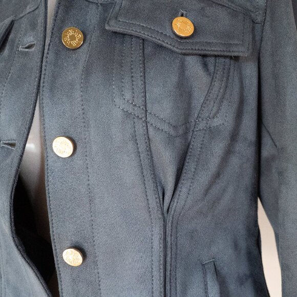 White House Black Market Faux Suede Flirty Jacket Small - Deep Blue - Picture 8 of 14